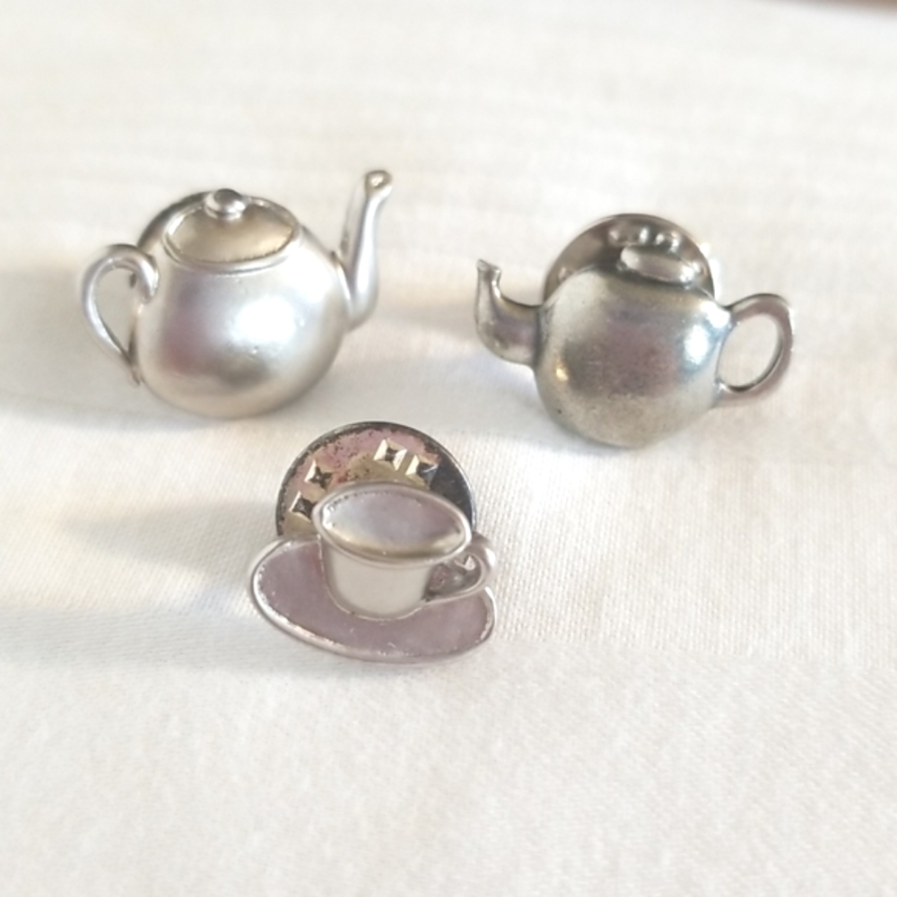 Danforth Pewter Tea Pot Cup 1990 Pin Lot